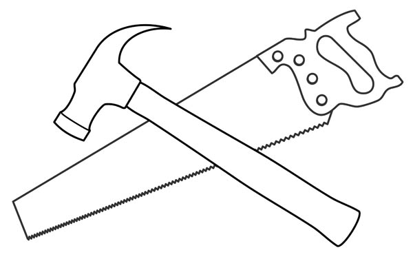 Carpenter Tools Clipart Black And White.