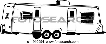 Clipart of , camper, recreation, recreational, rv, trailer.