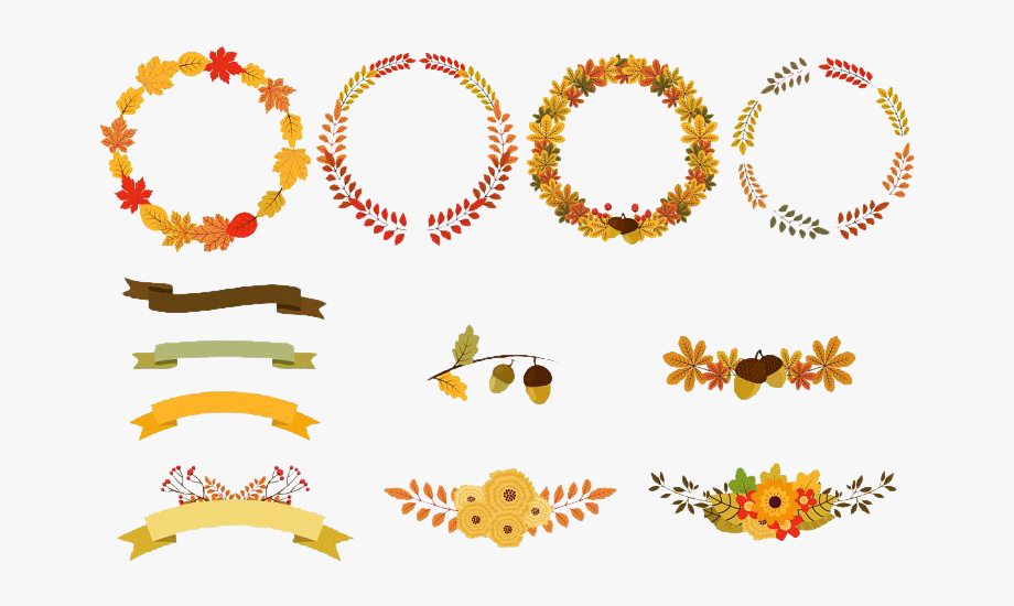 Wreath Autumn Flower Clip Art.