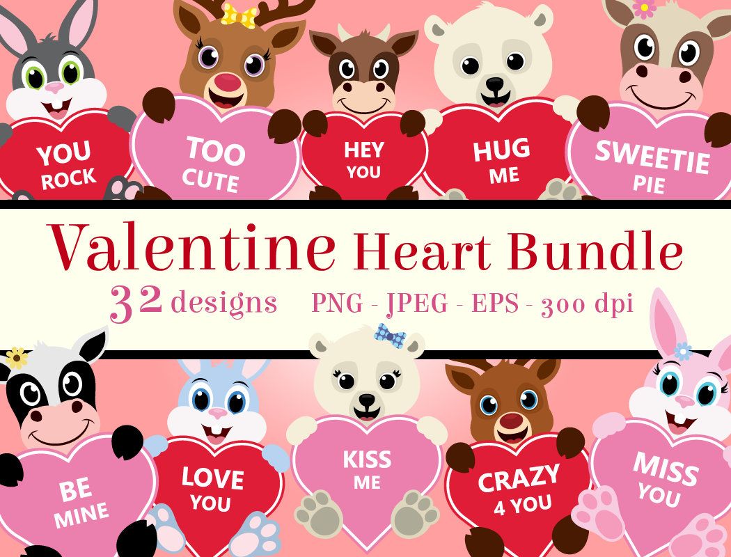 Valentine Heart Bundle Clipart, PNG Valentine\'s clip art.