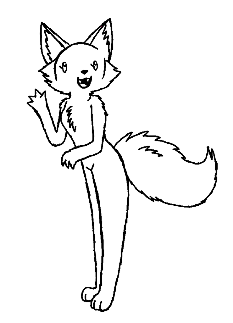 Fox black and white baby fox clip art 3.