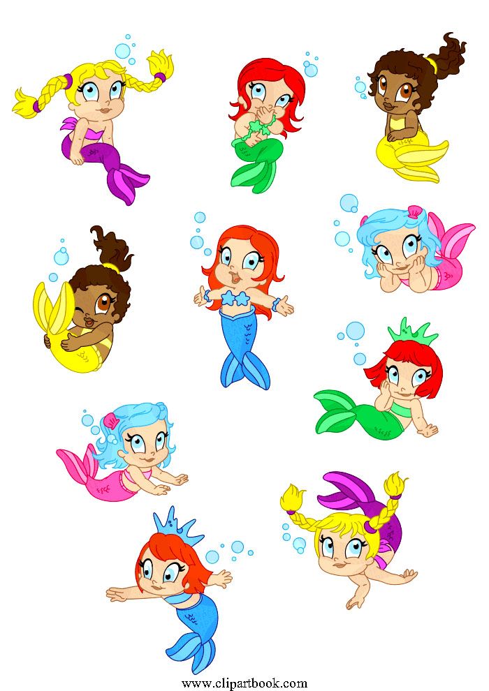 Baby Mermaid Clipart.