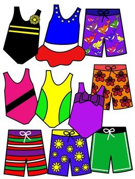 Bathing suit clip art * color and black and white.