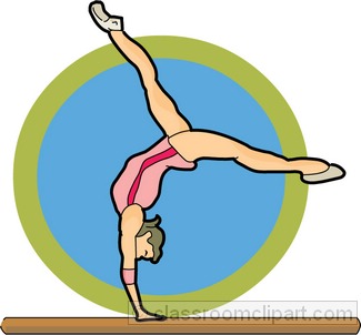 Gymnastics on clip art pictogram and balance beam.