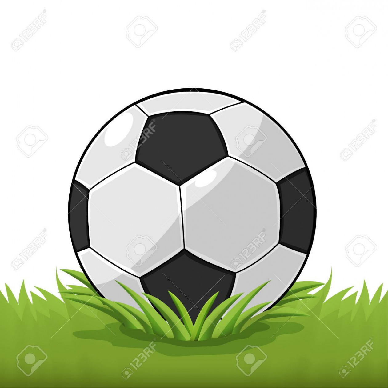 Soccer Ball Field Grass Cartoon Vector.