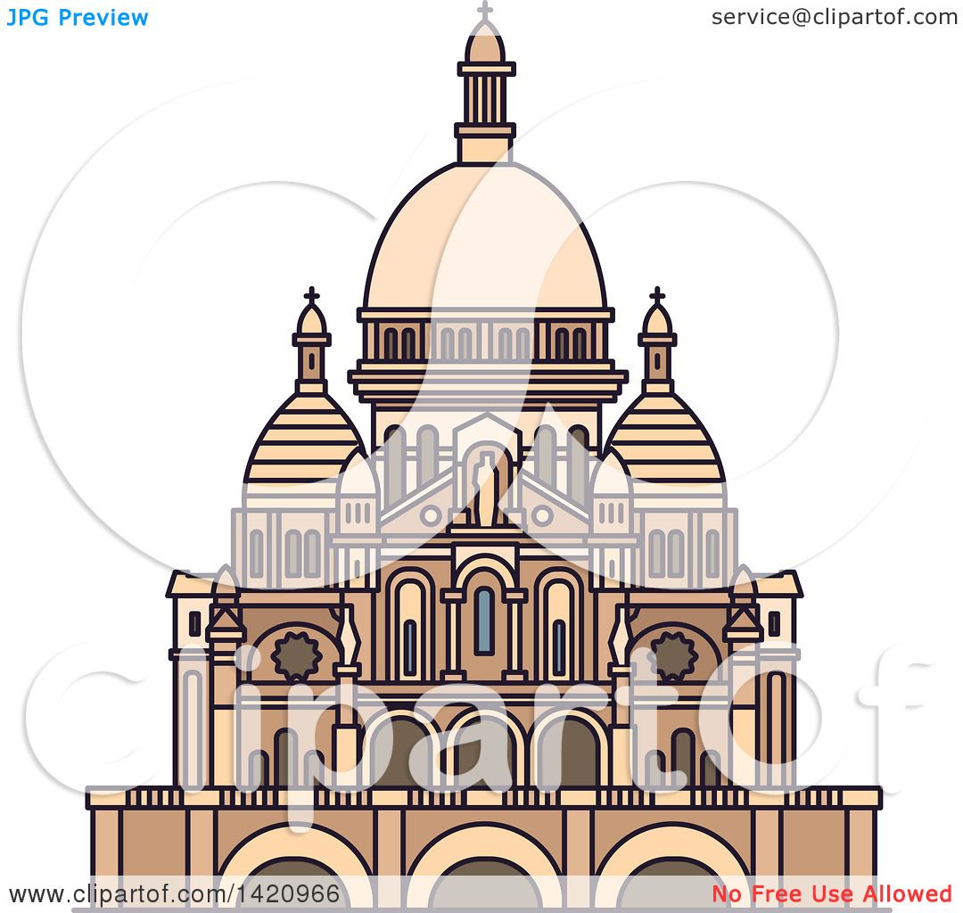 Clipart of a French Landmark, Basilica of the Sacred Heart.