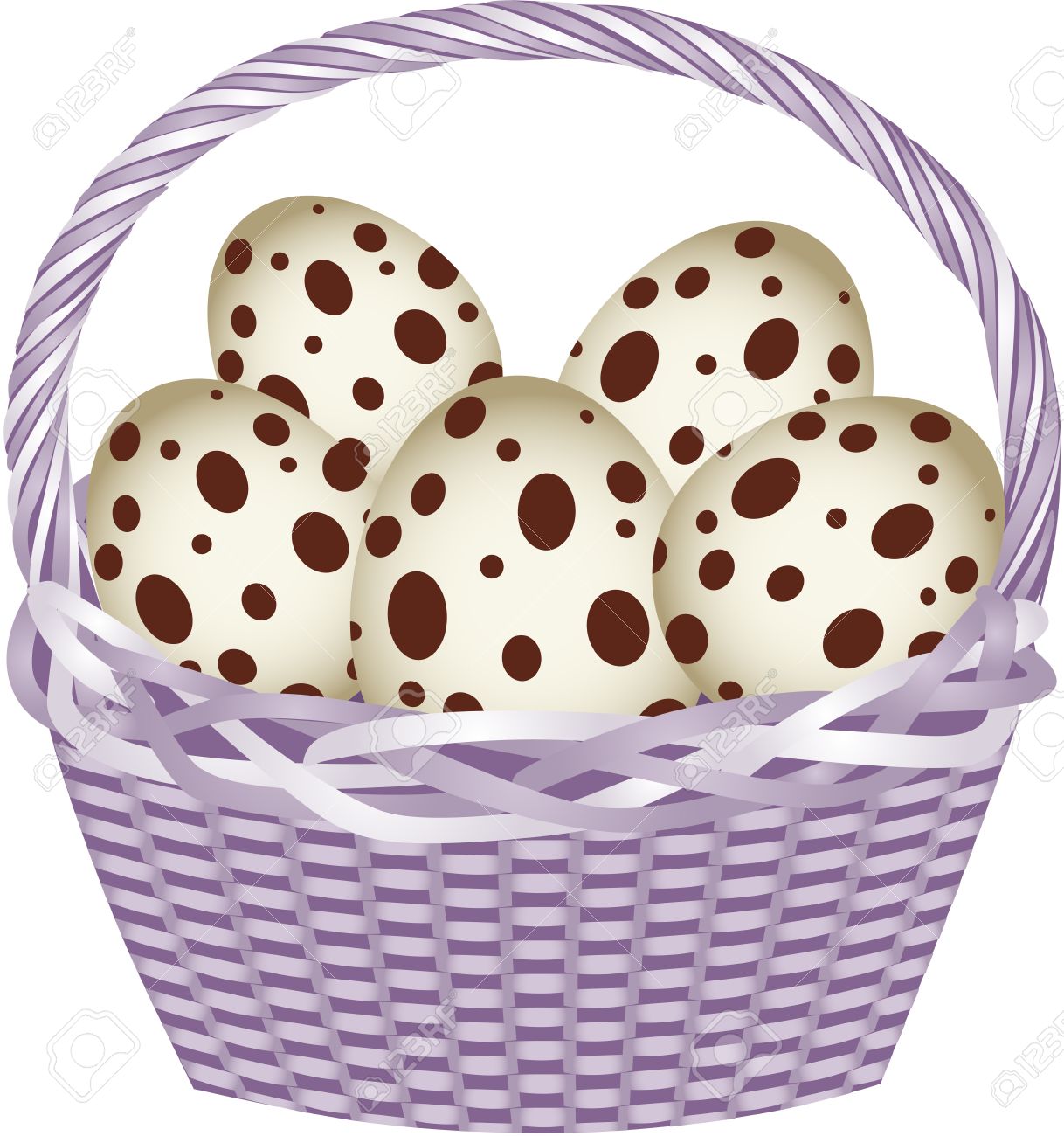 Basket with easter quail eggs.