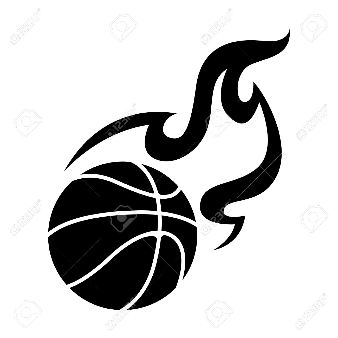 Basketball Clipart Black And White Vector.