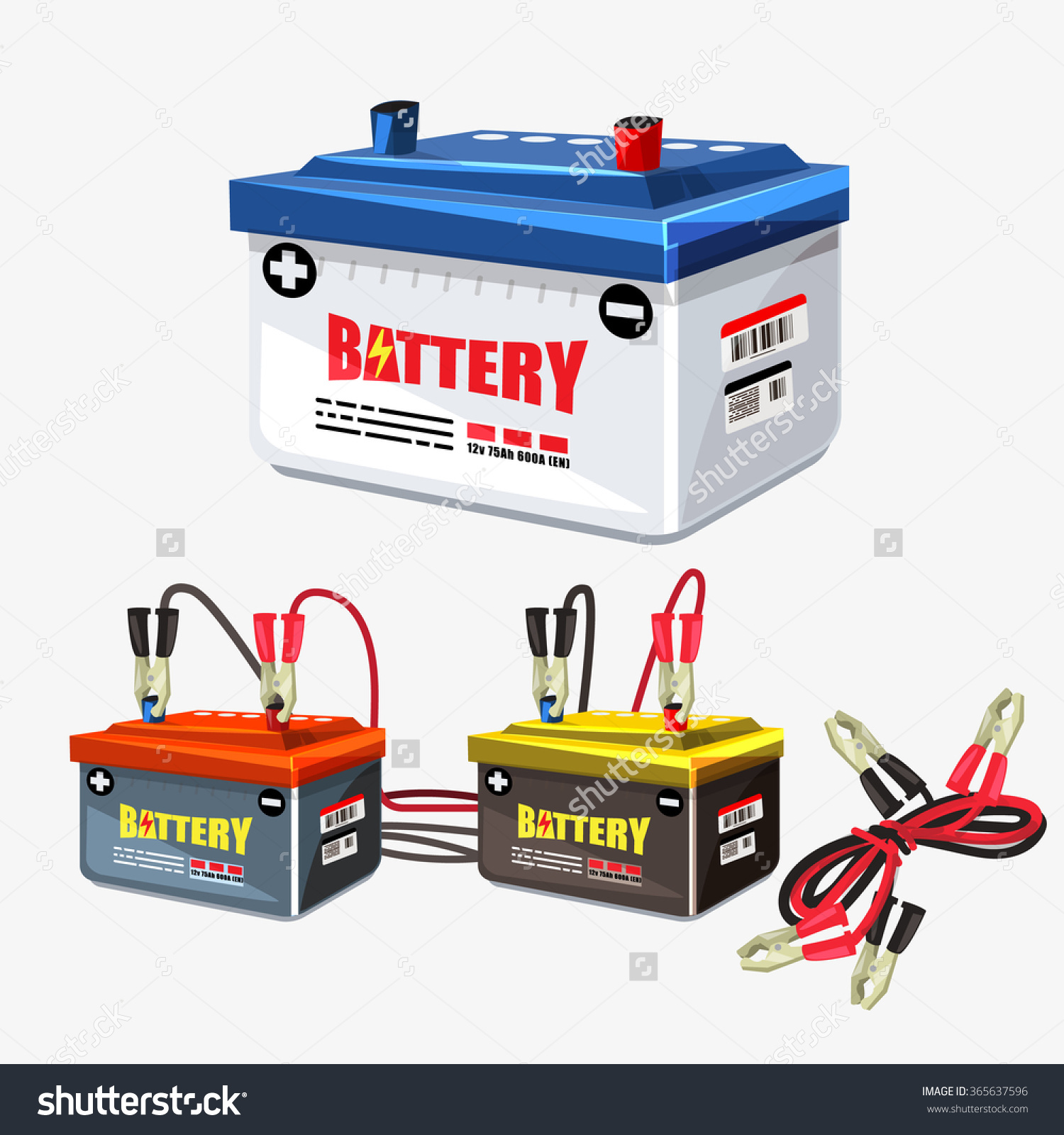 Car Battery Set Jumper Cable Jumper Stock Vector 365637596.