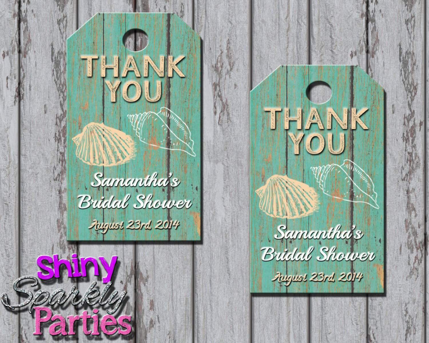 Beach Themed Bridal Shower Favor Tags.