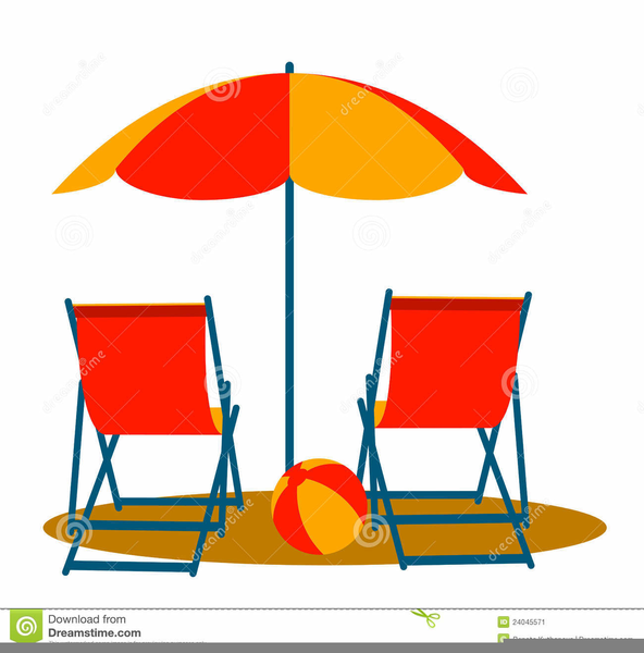 Beach Chairs Umbrellas Clipart.