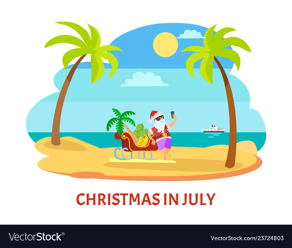 Summer christmas in july shooting on beach.