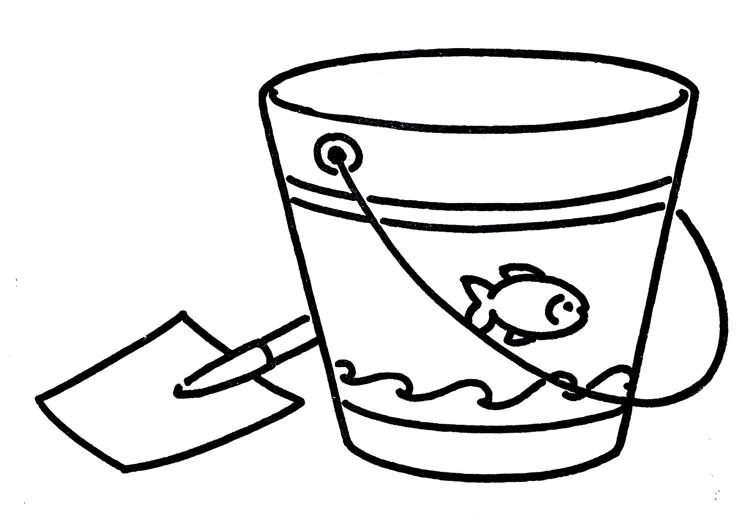 Beach black and white sand bucket black and white clipart.