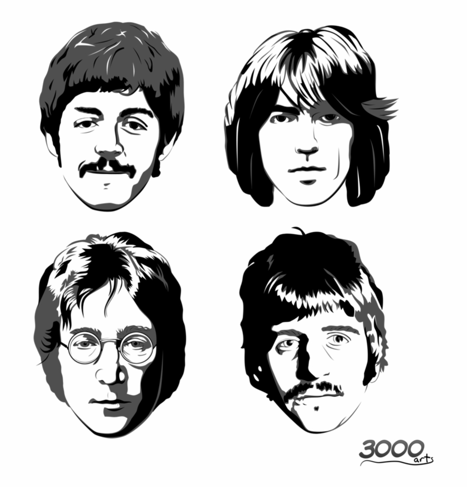 Beatles Png Free Download Beatles Faces Black And.