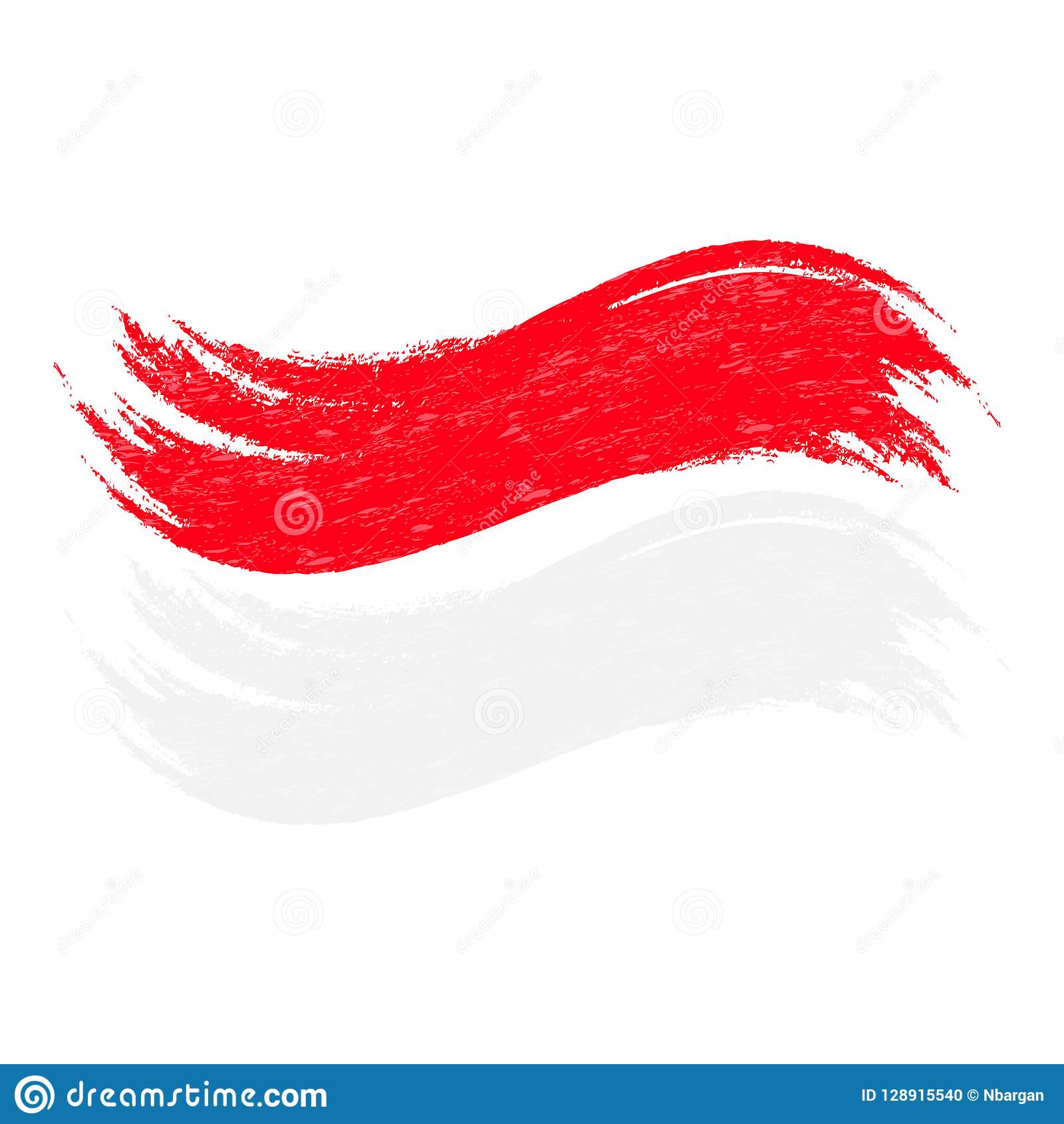 Grunge Brush Stroke With National Flag Of Indonesia Isolated On A.