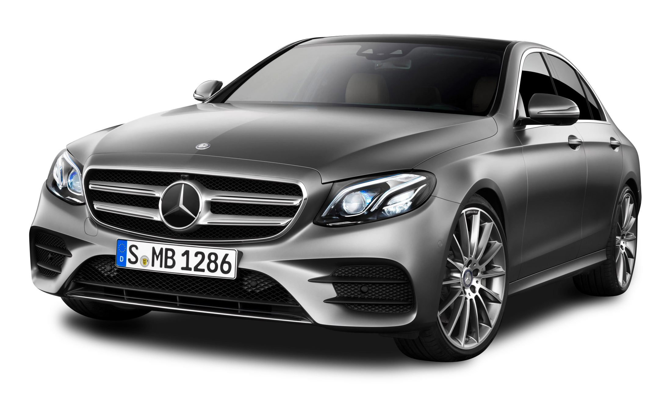 Grey Mercedes Benz E class Car PNG Image.