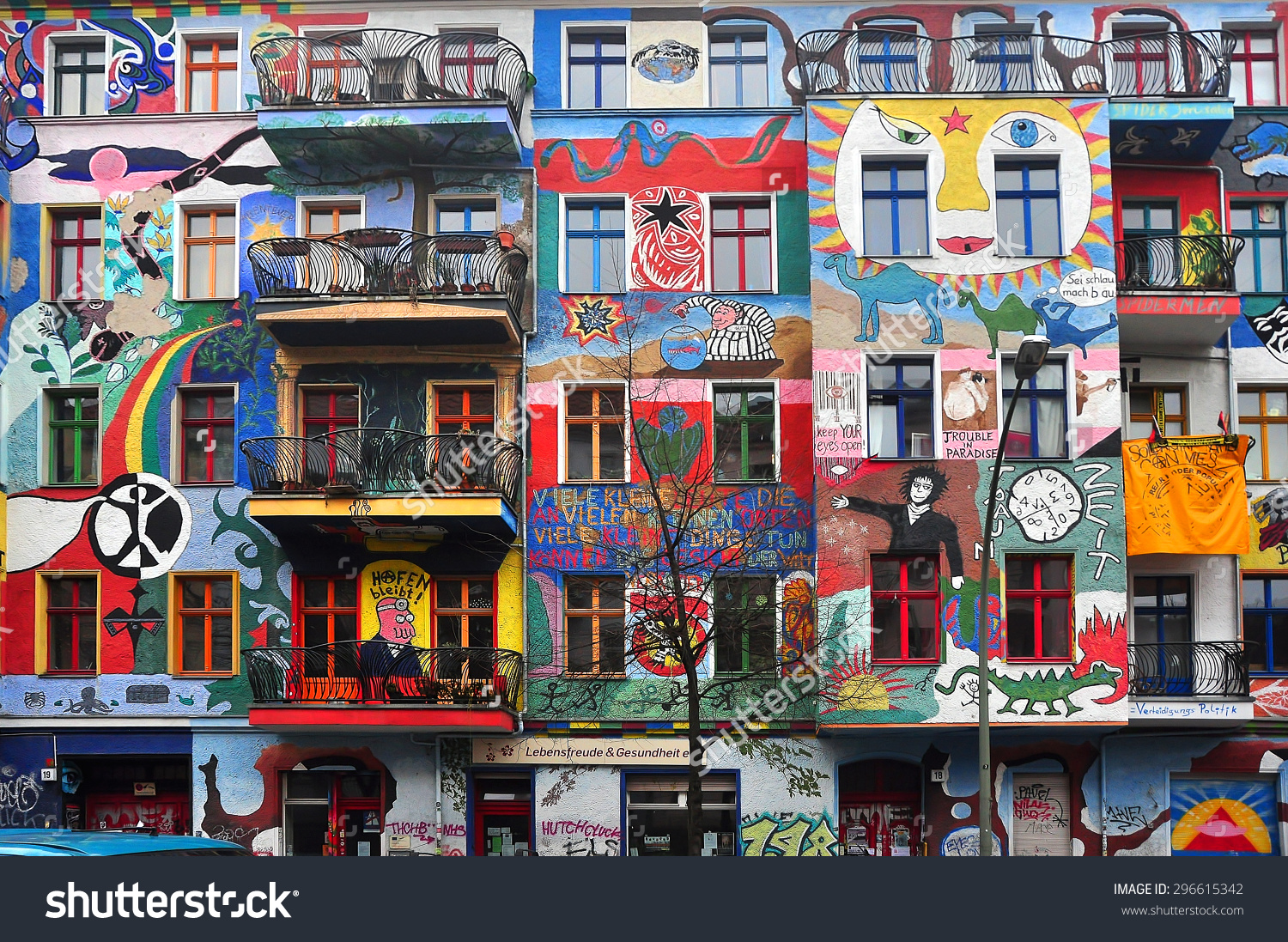 Berlin March 6 Graffiti House Easten Stock Photo 296615342.