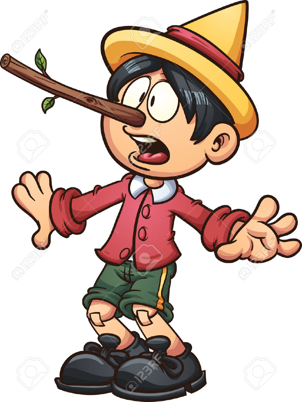 Pinocchio With A Big Nose. Vector Clip Art Illustration With.