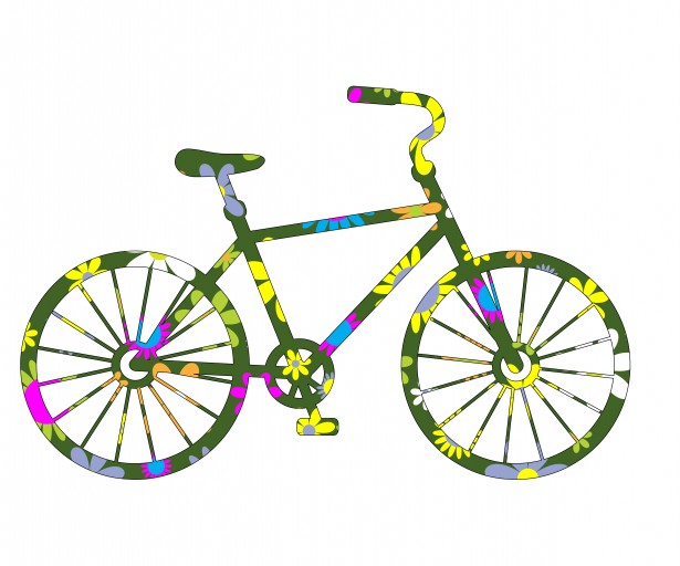 Floral Bicycle Clipart Free Stock Photo.