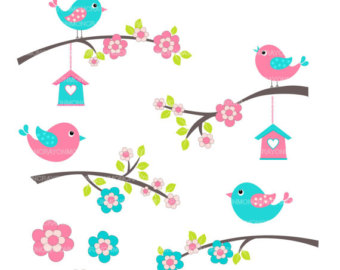 Bird flower clipart.