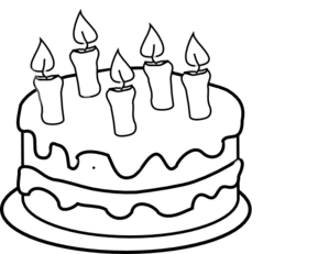 Bday Cake 5 Candles Black And White Clip Art at Clker.com.