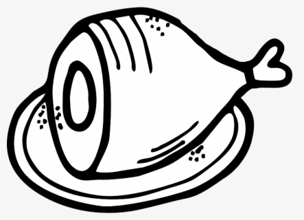 Free Ham Black And White Clip Art with No Background.