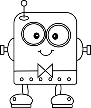 Brainy Rainbow Robots Clip Art.