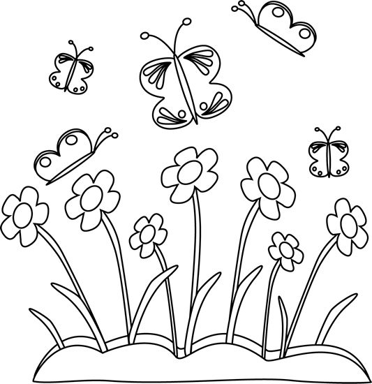 Garden Clipart Black And White Border.