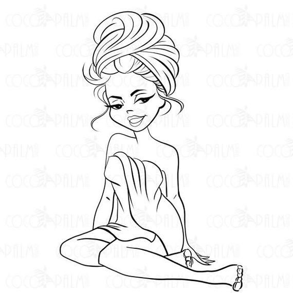 Fashion Clipart Digi Spa Day Clipart Cute Scrapbook Girl.