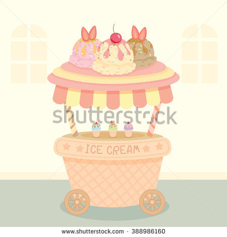 Vector Pink Cupcake Push Cart On Stock Vector 390270784.