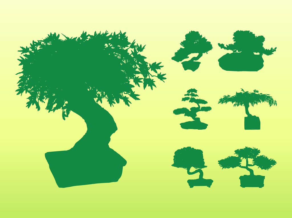 Bonsai Tree Silhouettes Vector Art & Graphics.