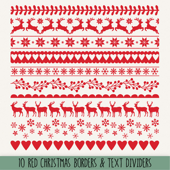 Christmas Borders Clipart. Retro Snowflake, Holiday Ribbon, Text Divider  Clipart.