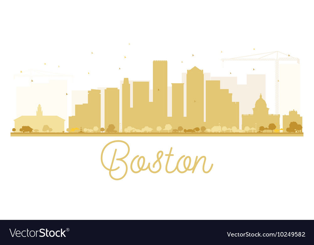 Boston City skyline golden silhouette.