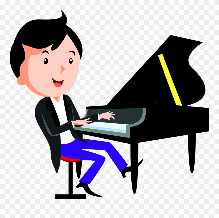 Cartoon Piano Child Playing Piano.