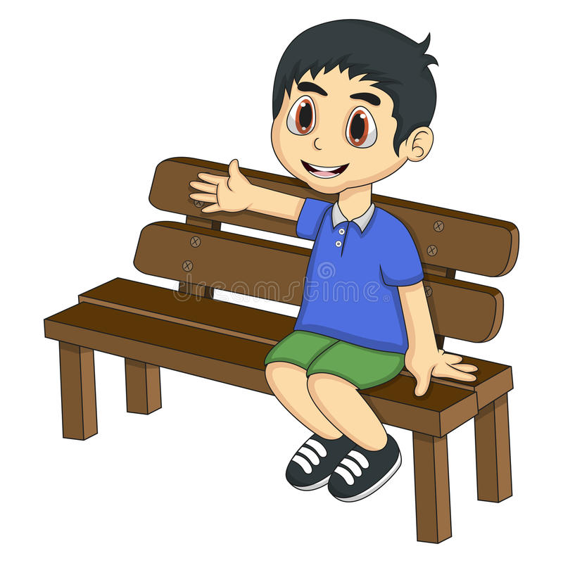 Boy Sitting Bench Stock Illustrations.