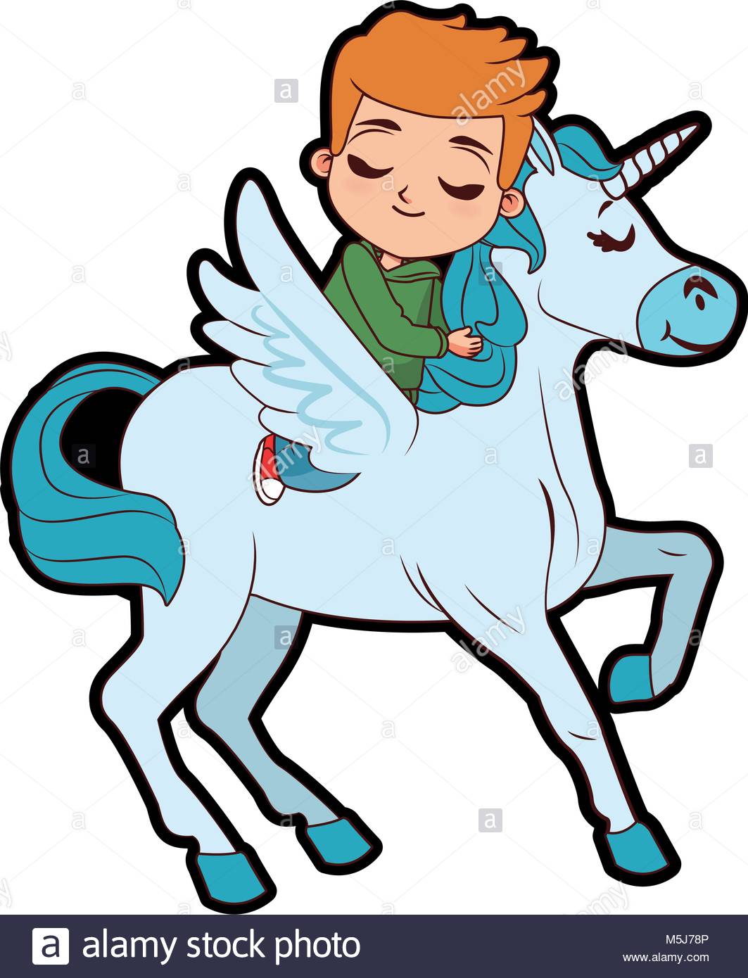 Cute boy on unicorn Stock Vector Art & Illustration, Vector Image.