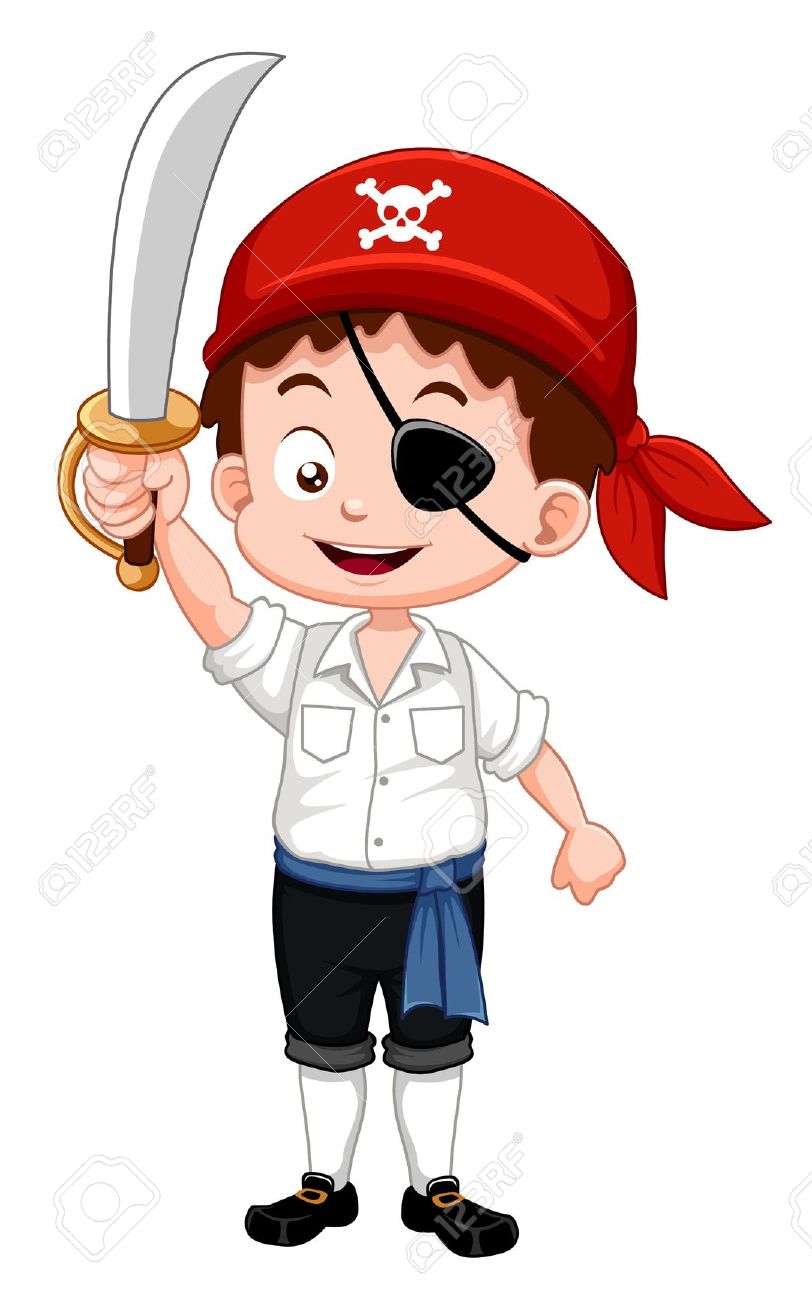 Illustration Of Pirate Boy Holding Sword Royalty Free Cliparts.