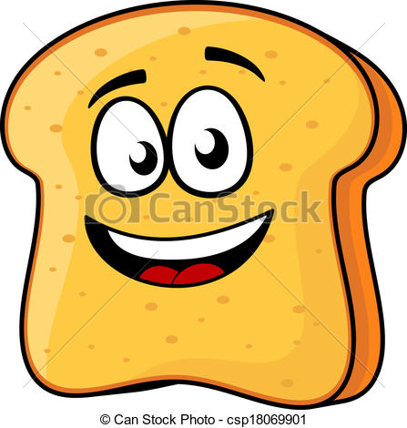 Vector Clipart of Slice of bread or toast with a beaming smile.