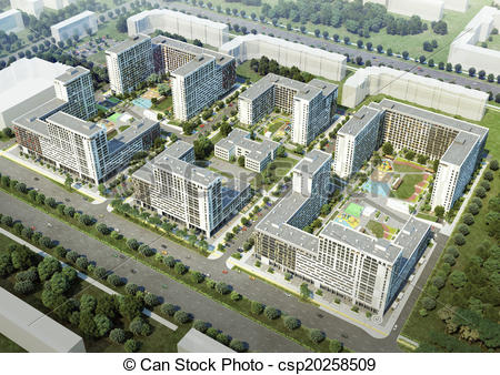 Stock Illustration of Residential complex.