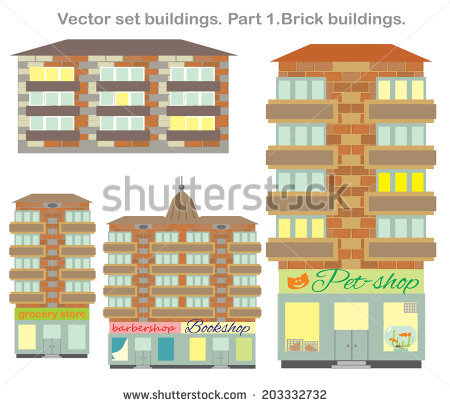 Shopping Mall Buildings Exterior Design Set Stock Vector 451049557.