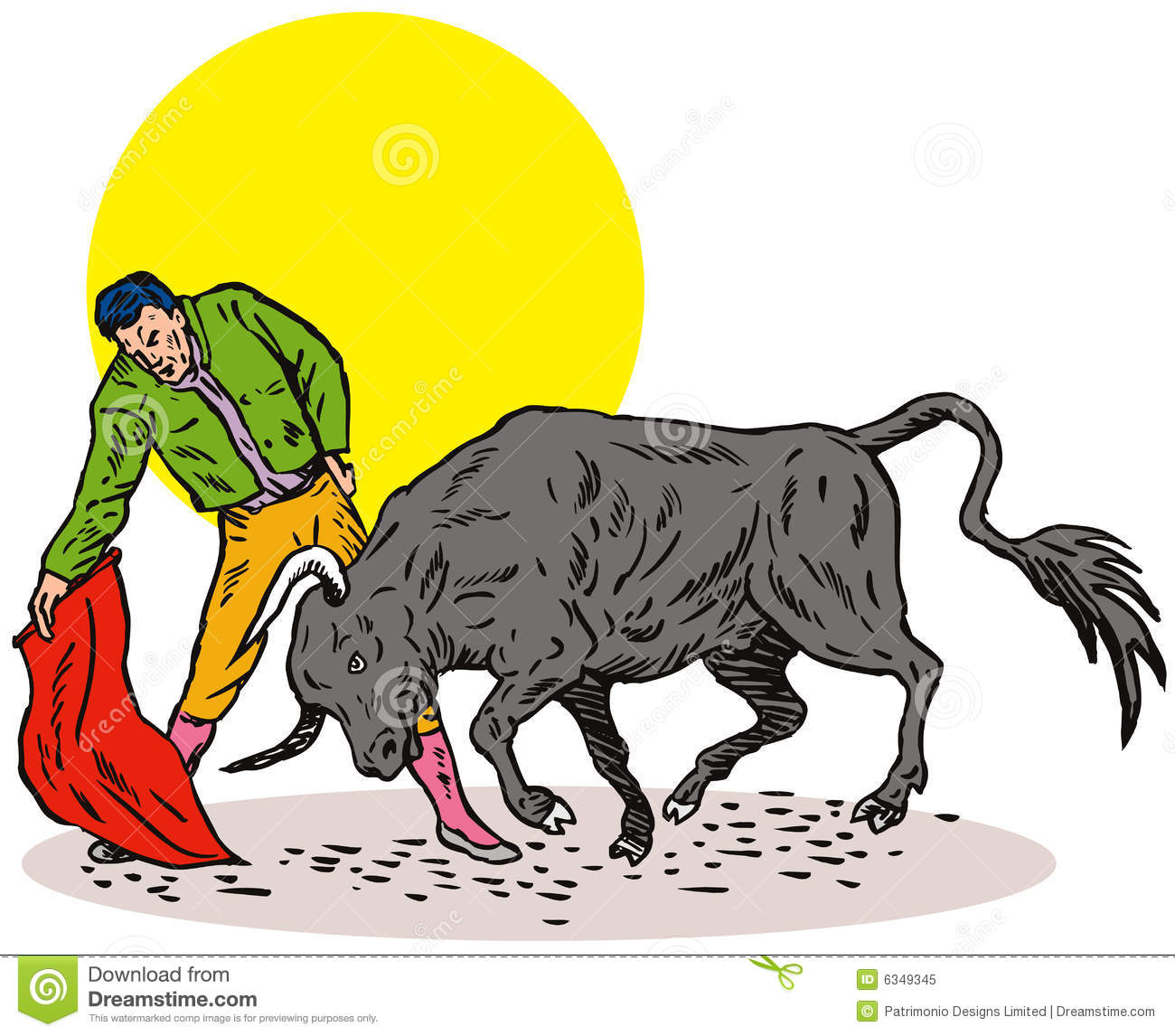 Bull fighting clipart.