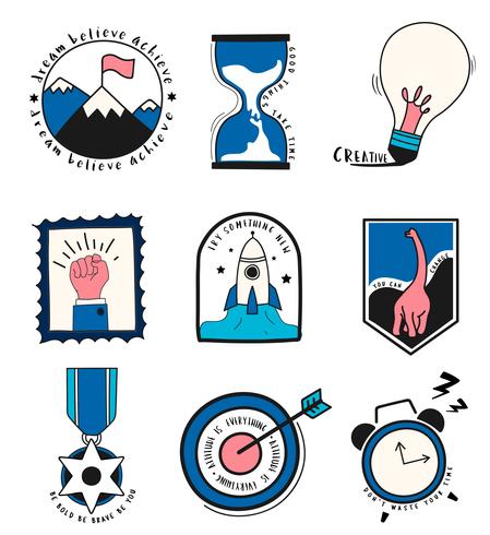 Hand drawn set of idea and business symbols illustration.