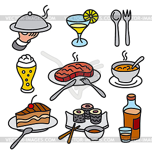 Cafe food icons.