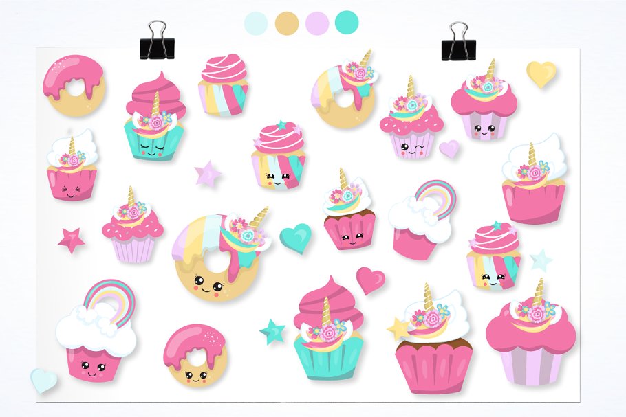 Unicorn cup cakes graphics ~ Illustrations ~ Creative Market.