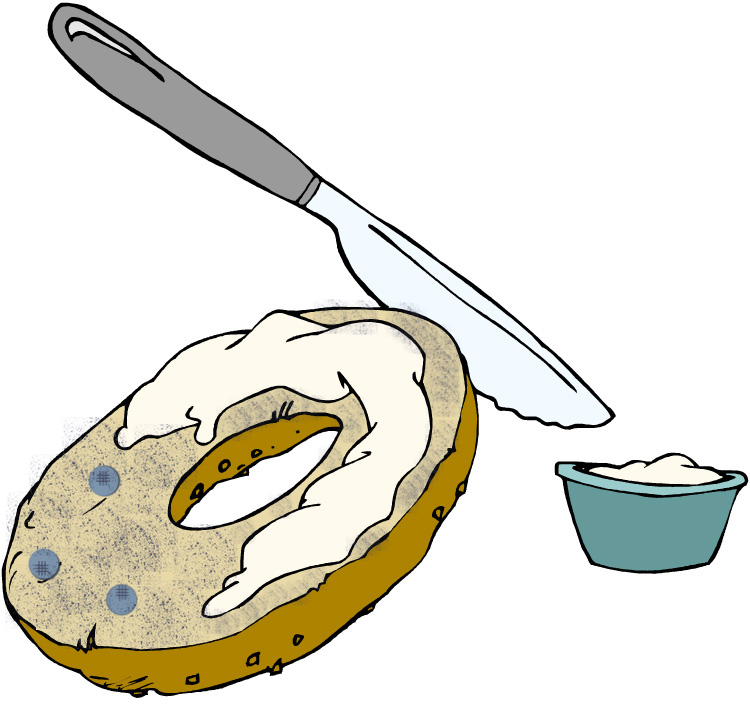 Bagel and cream cheese clipart.