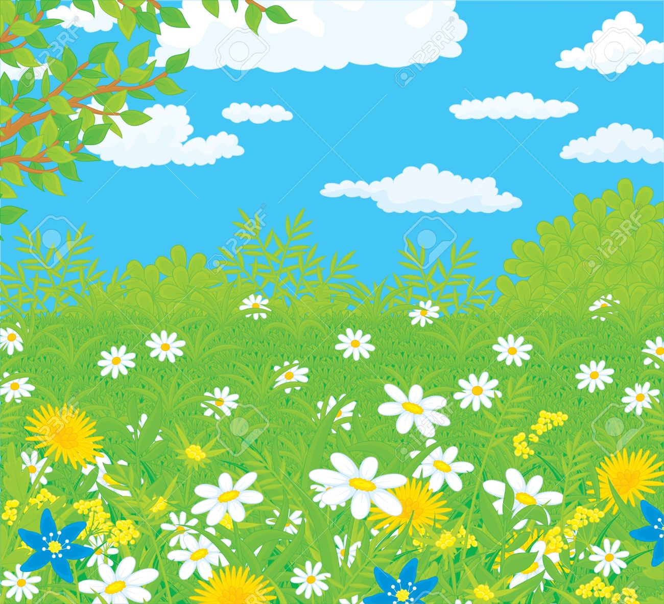 Field With Flowers Royalty Free Cliparts, Vectors, And Stock.