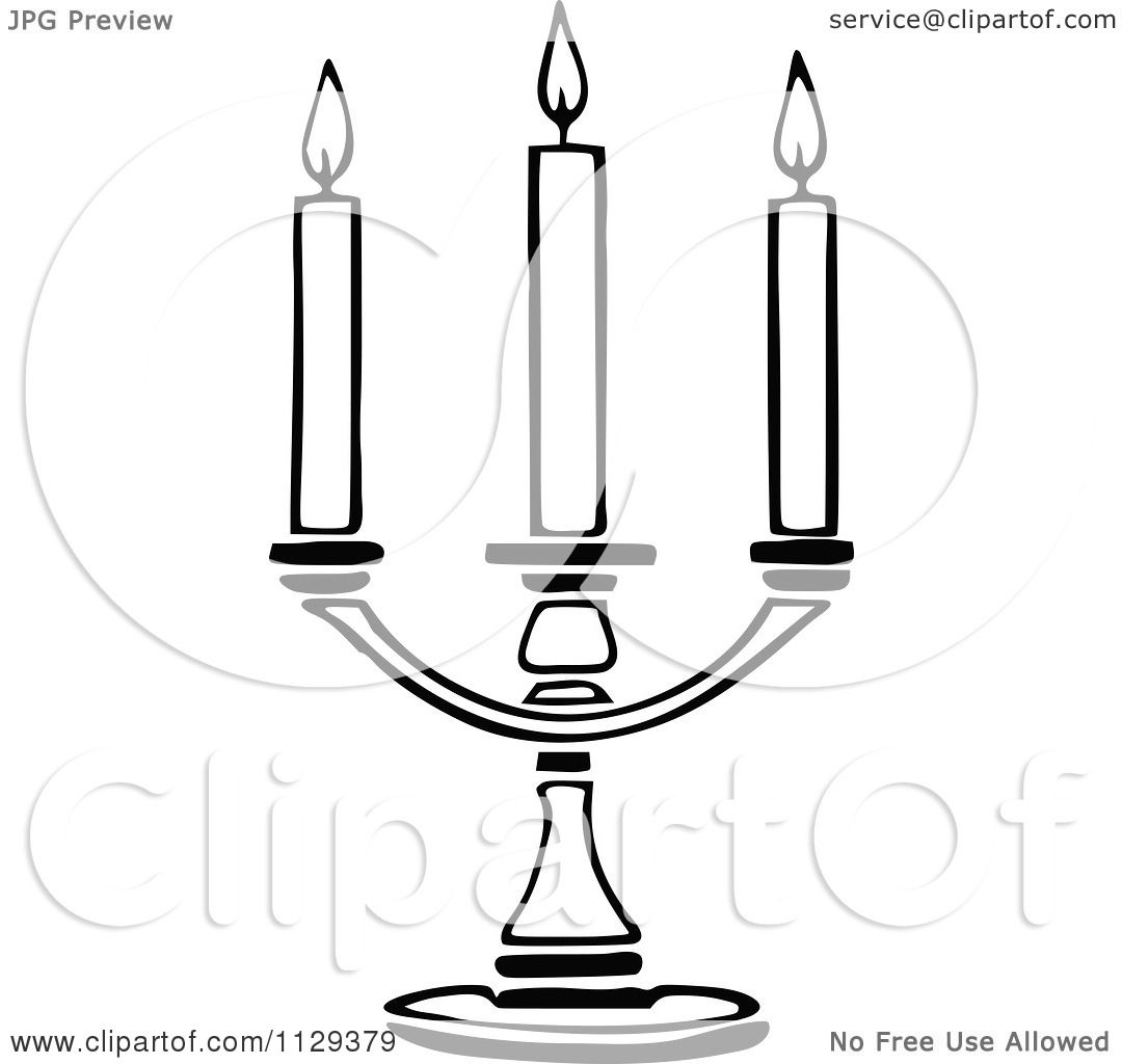 Black and White Clip Art Candle Holder.