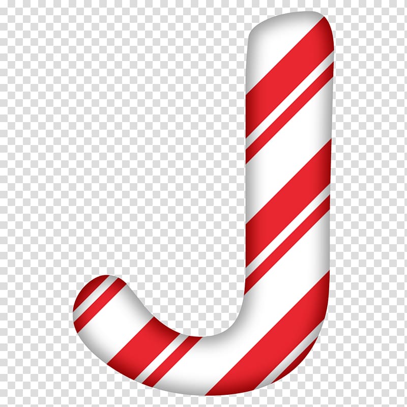 Candy cane Christmas Day Letter Alphabet J, candy cane letter.