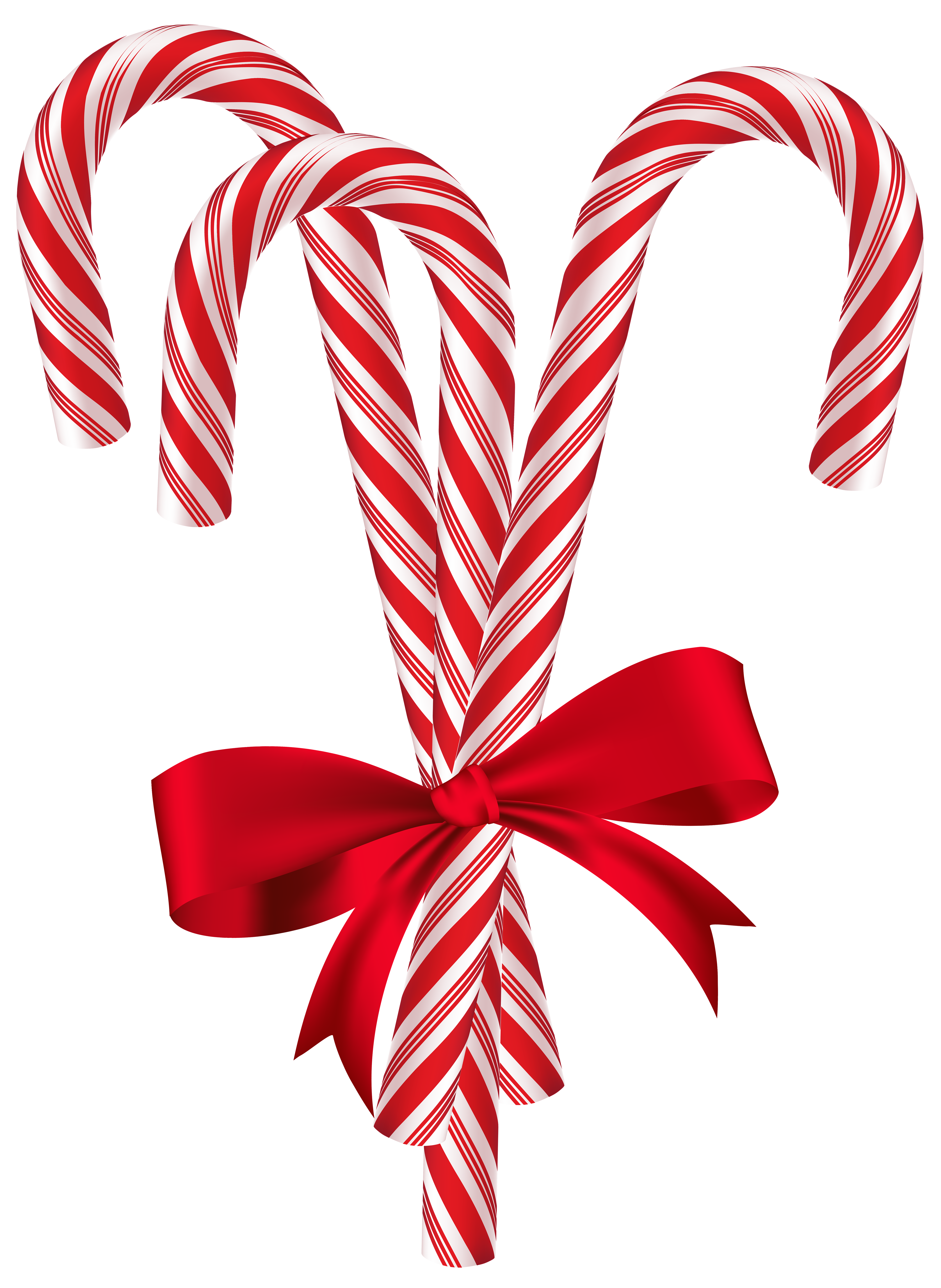 Candy Canes with Red Bow PNG Clip Art Image.