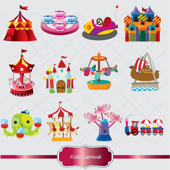 Kids Carnival Clipart Set.